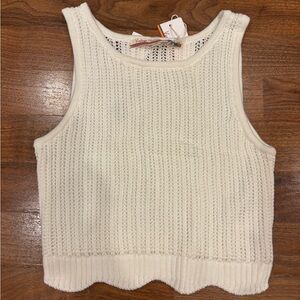 NWT Vintage Havana Women's Ivory Crochet Tank Top Knit Scalloped Hem size Medium